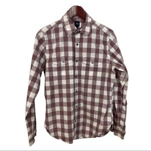 Vintage Old Gap Button Down Shirt Plaid Check Shades of Plum Burgundy